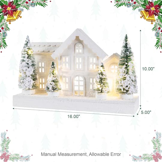 Glitzhome® Lighted Wooden Snowy Village Christmas Table Décor